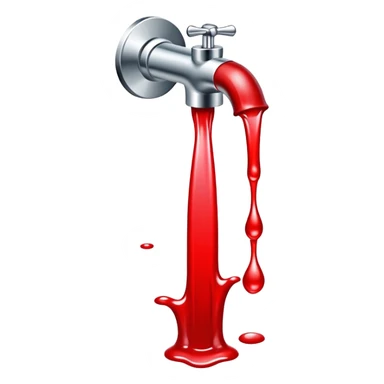 tap with red water flowing from it sticker