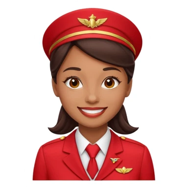 flight attendant in a red uniform, friendly expression sticker
