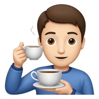 man holding teacup sticker