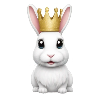 White rabbit with a glitter crown  sticker