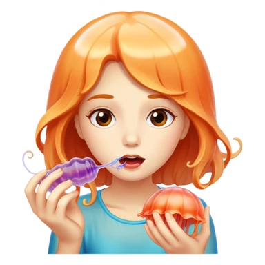 Jellyfish being eaten by a girl sticker