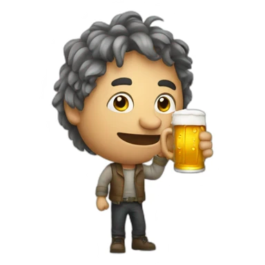 a drunk with beer in hands sticker