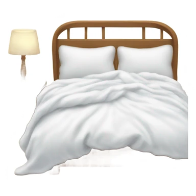 cozy bed with white fluffy blankets  sticker