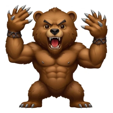 werebear with roaring with claws out sticker