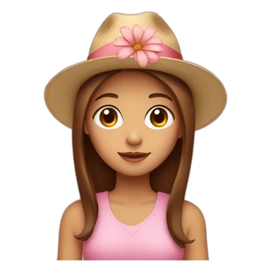 Girl with brown straight hair wearing a hat and a flower in her hand sticker