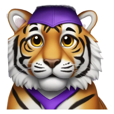 Tiger with purple graduation hat sticker