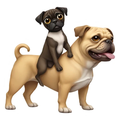Pug riding a pit bull  sticker