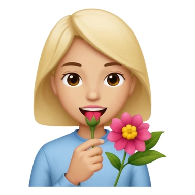 Mordiéndose el labio con una flor sticker