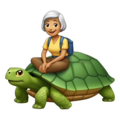 Mamie sur tortue sticker