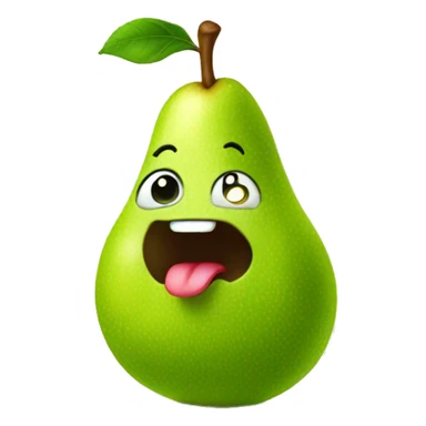 Green Cute pear with tongue sticker