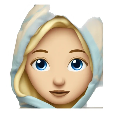 Blonde girl with blue eyes inside a blanket sipping coffee eyes closed sticker
