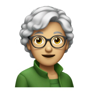 old female with short grey hair glasses green eyes sticker