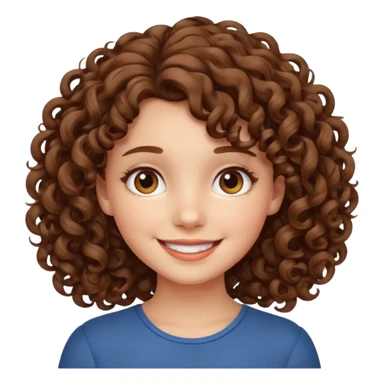 cute brown haired girl with curly hair and bright smile sticker