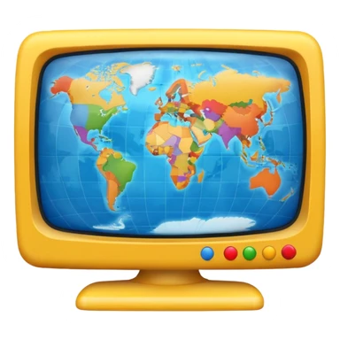 Tv with an globe in emoji style sticker