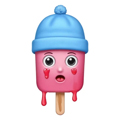 pink popsicle with eyes and beanie sticker