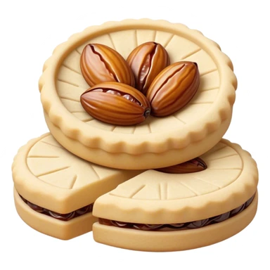 Cinematic Realistic Ma'amoul Dessert Emoji, featuring delicate shortbread cookies filled with dates or nuts rendered with intricate detail and warm, inviting lighting. sticker