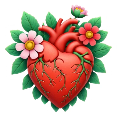 Heart with flowers growing on it a breathing heart sticker