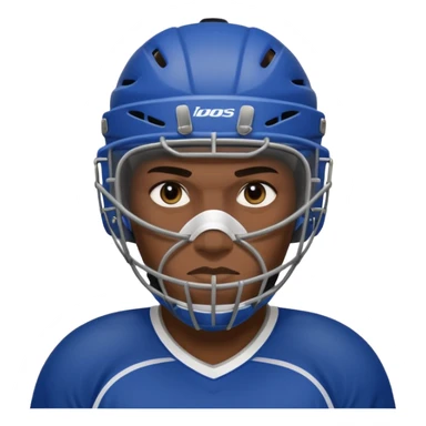 American black Hockey player without a Helmet  and have  a goalkeeper mask which have small holes sticker