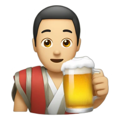 Japanese holding beer sticker