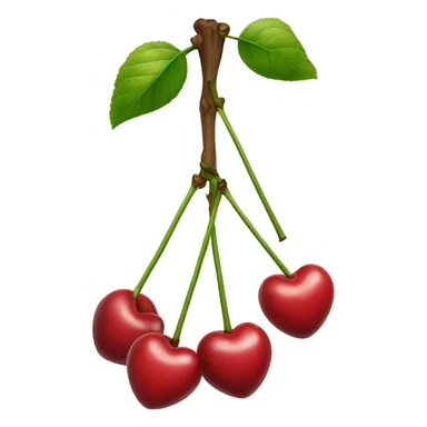 2 cherries shaped like hearts hanging from a stem sticker