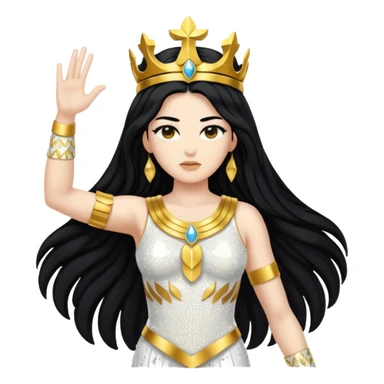 Nike, Goddess of Victory from Gods and Goddesses with long black hair, white and gold sequin outfit sticker
