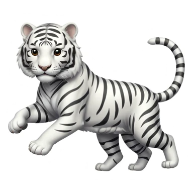 A white tiger pouncing at the screen with silver accsents make it less cartoon looking  sticker