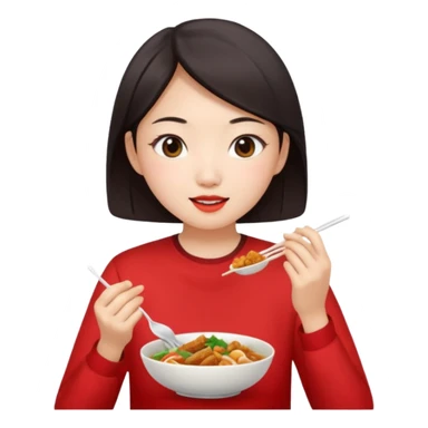 give me a authentic beijing women eating beijing food sticker