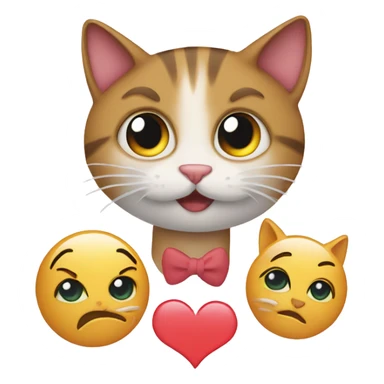 Cat made out of a circle emoji and two heart emojis sticker