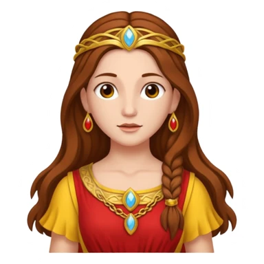 Vesta, Hearth Goddess from Rome Mythology with long brown hair, red and yellow outfit sticker