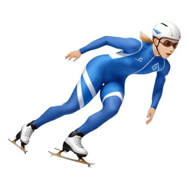 An icon showing a speed skater gliding on a professional oval ice track, captured in mid-motion with aerodynamic posture and sleek skates. The background features snowy mountains, flags, and a clear blue sky. Transparent background reflects the speed and elegance of the sport. sticker