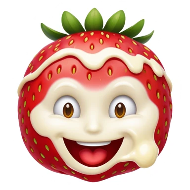 strawberry smirking covered in cream sticker
