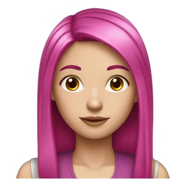 White girl with medium long straight magenta hair  sticker