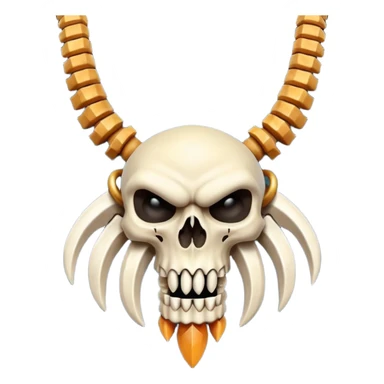 barbarian necklace object icon, necklace made of bones and fangs, rugged tribal jewelry, 3D cartoon, mobile game icon style, centered, clean background, no text, no watermark sticker