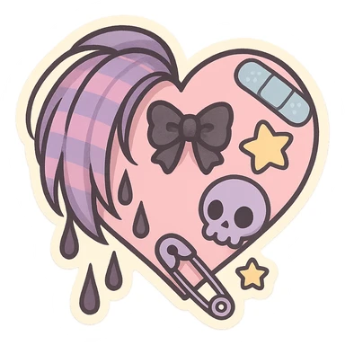 pastel emo objects, show one sticker