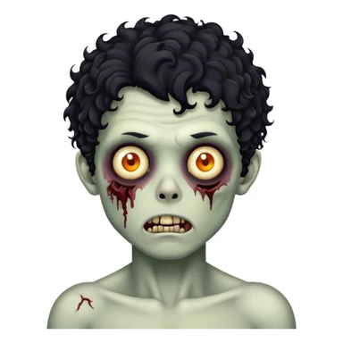 vintage zombie boy black curly hair sticker