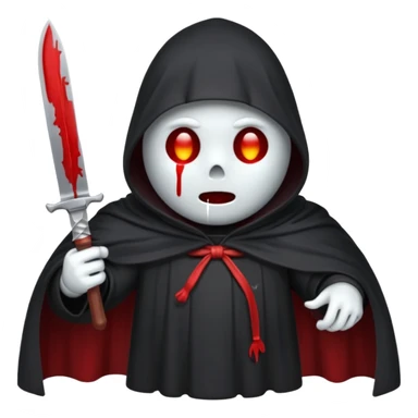 make a ghost face emoji with a cloak on and a bloody knife from the movie scream sticker