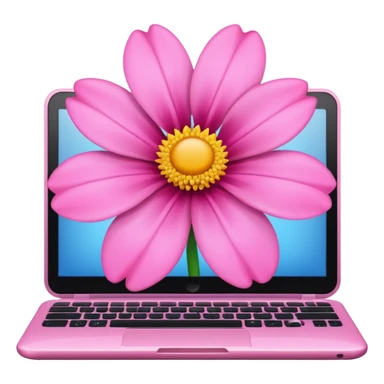 Computer on a pink Flower sticker