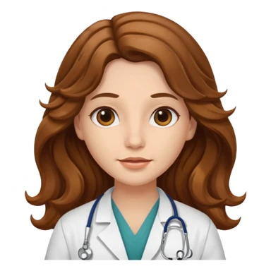 médica, cabelo castanho, pele branca, cabelo ondulado, cabelo comprido sticker