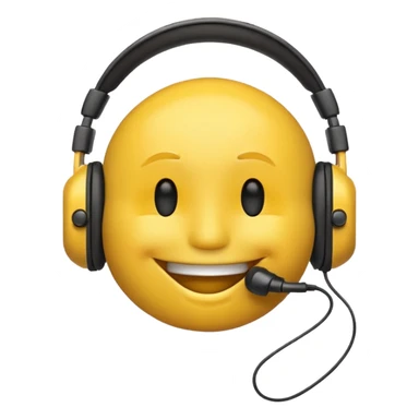Smiley emoji whistling and wearing headphones sticker