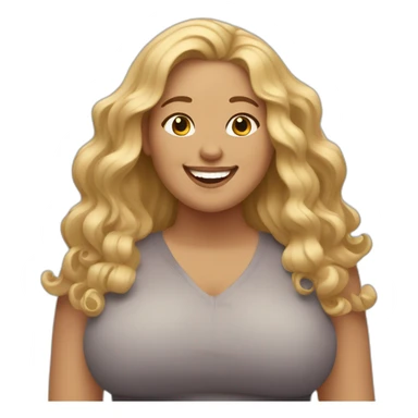 very happy plus-sized woman with blonde wavy hair sticker
