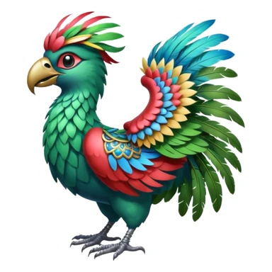quetzalcoatlas, fantasy creature with quetzal bird head and atlas globe body, colorful and magical sticker