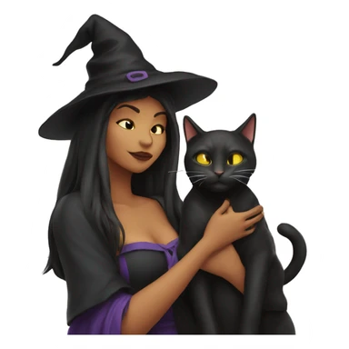 A witch and a cat kissing  sticker