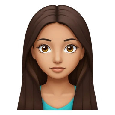 latina girl with straight long brown hair, dark dark brown eyes and lashes no bangs sticker