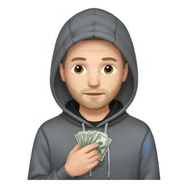 robber with a wad of money but he is white and in black/white-gray hoodiethis guy with money sticker