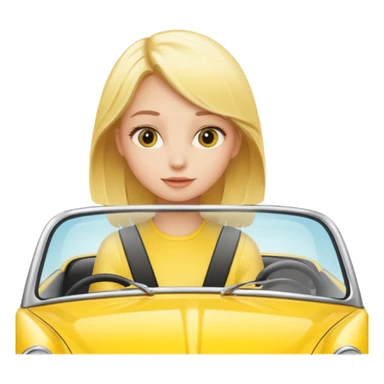blonde girl in bright yellow car sticker