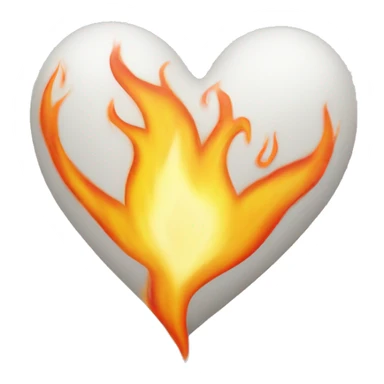 white heart on fire sticker