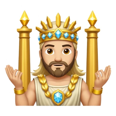 Gates of Olympus slot emoji with Zeus holding lightning bolts, golden columns, and sparkling gems sticker