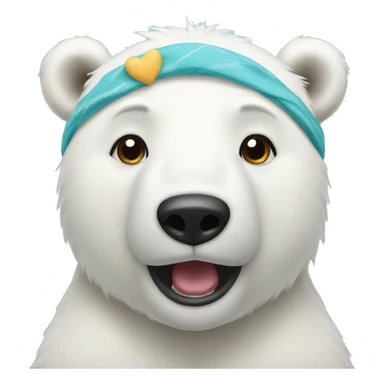 polar bear with bunny headband  sticker