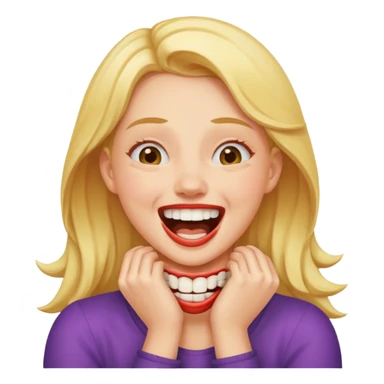 Girl choking herself laughing  sticker