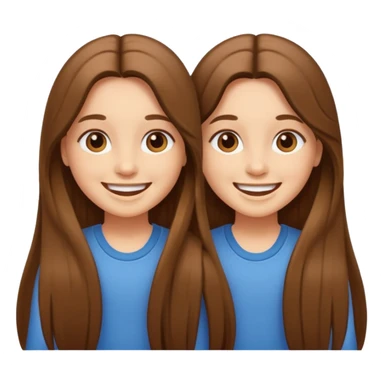Identical brown twin girls with long hair sticker
